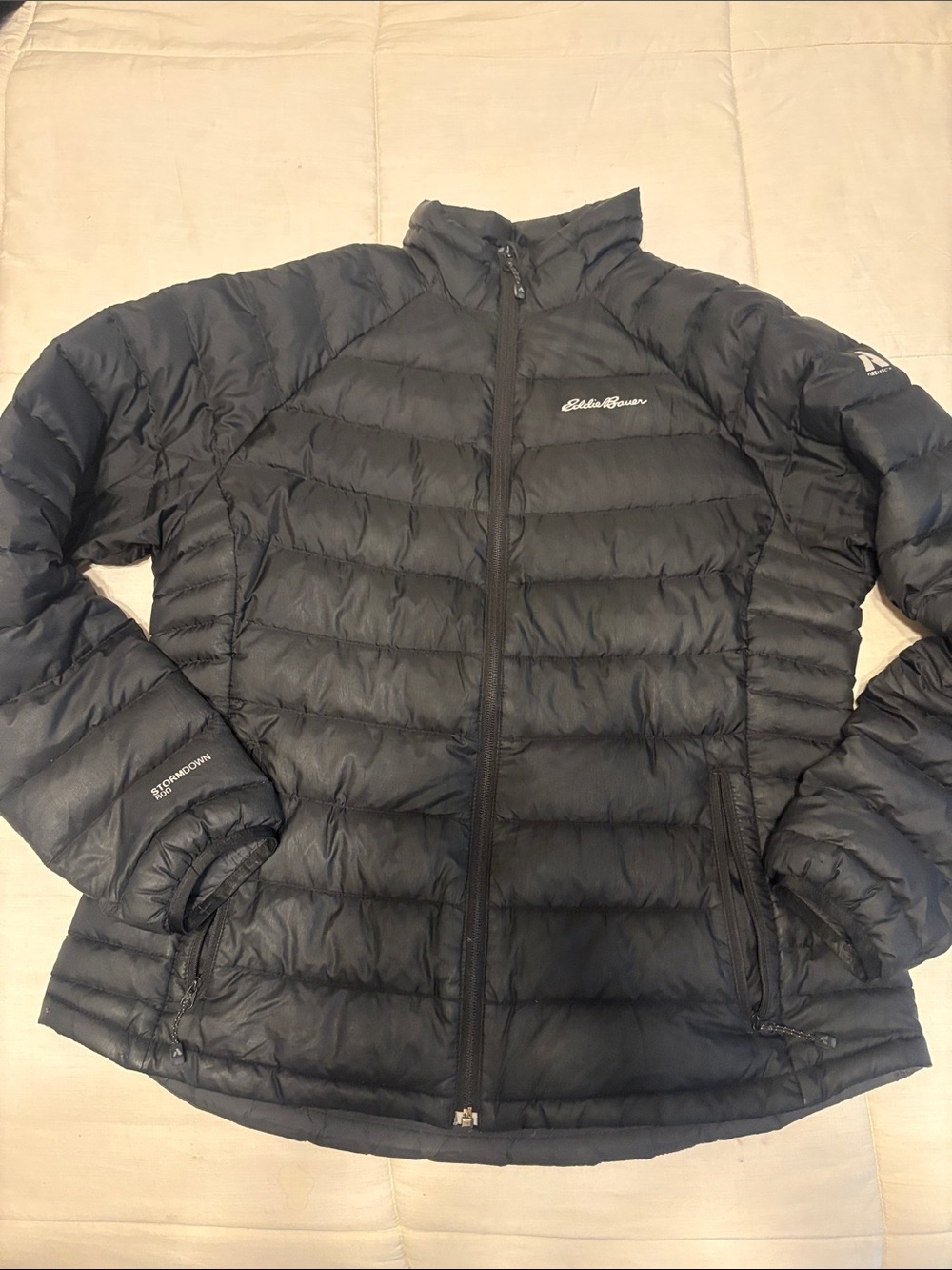 Eddie Bauer Women's Black Quilted Packable Puffer Jacket StormDown 800